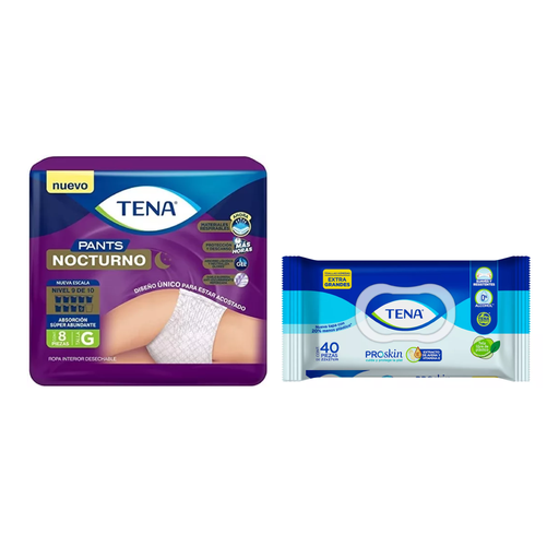 Kit Tena Talla G Pants Nocturno Unisex + Toallas Proskin Extra Gde
