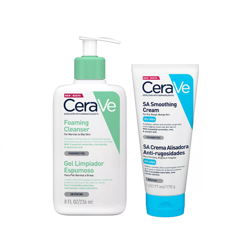 Kit CeraVe Gel Limpiador Piel Normal A Grasa + Crema Alisadora Anti-rugosidades
