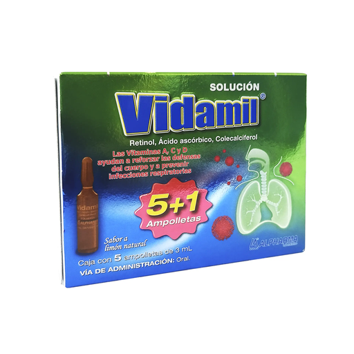 VIDAMIL LIMON 7800 UI/600 mg/1200 UI/3 ml 5 Ampolleta